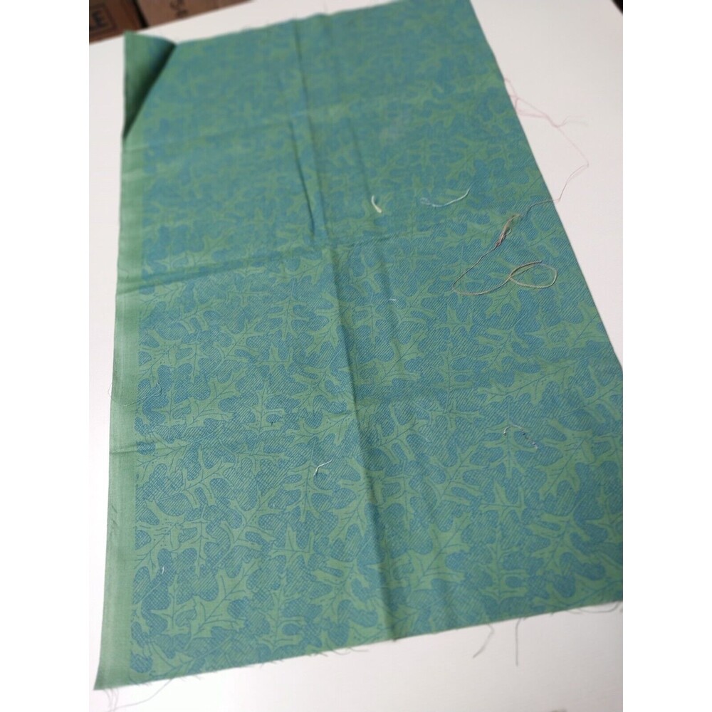 18" X 22 " Fat Quarter Cotton Fabric Blue Green Leaves